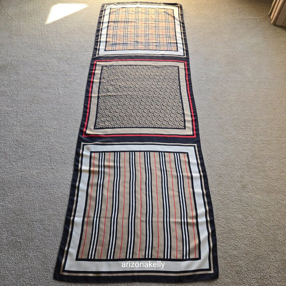 Burberry Montage Print Silk Twill Scarf Archive Beige - Picture 4 of 16